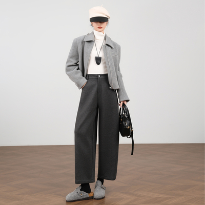 高腰宽松显瘦垂感小个子萝卜裤