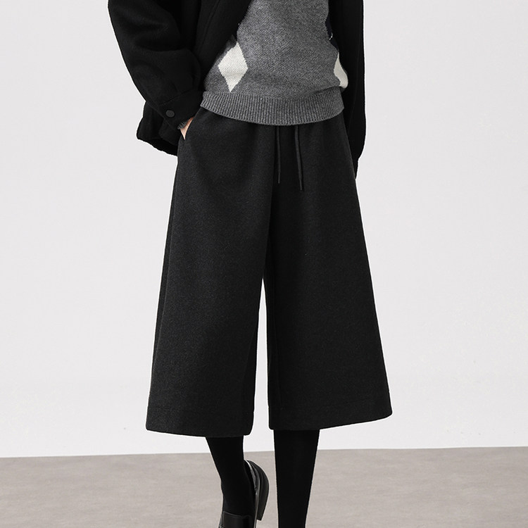高腰垂感时尚气质秋冬阔腿裤子女