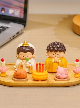 钟馗财神小神仙家居桌面玄关供奉托盘装饰办公室工位治愈系小摆件