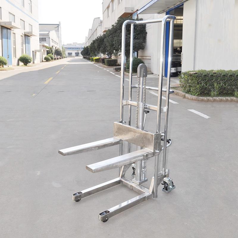 供应简易轻型不锈钢手动液压堆高搬运车脚踏装卸平台堆垛取货车