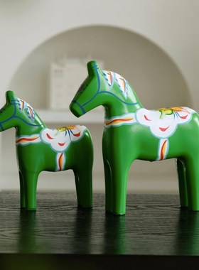 手绘红马摆件瑞典达拉木马红色木质对马家居客厅装饰小摆设工艺品