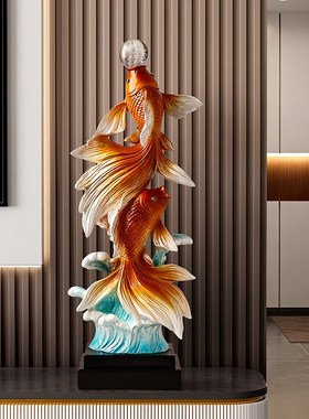 年年有余摆件入户玄关o大型招财锦鲤客厅壁龛装饰轻奢高档乔迁礼