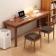 实木腿长条桌靠墙窄桌子办公桌双人书桌家用学习电脑桌复古工作台