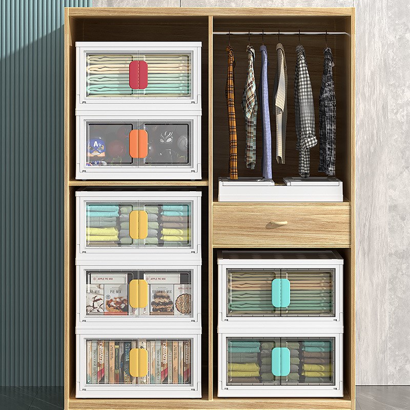 免安装简易衣柜车载后备箱储物箱透明可折叠V双开门收纳箱