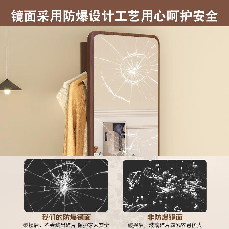 卧室旋转挂衣架落地全身镜置物架带镜子一体客厅家用可移动落地镜