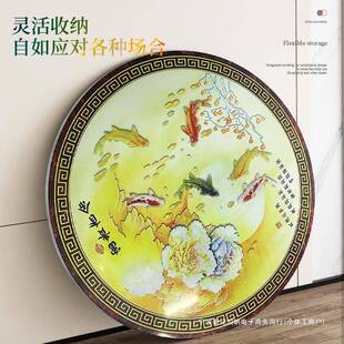 3大4全不JNZ锈钢转盘圆桌彩0可折叠色图案家用商用圆台食堂饭桌餐