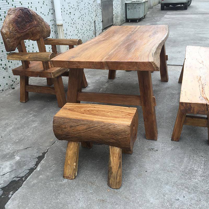 樟木茶PGO台原生茶几香实餐木镶石磨茶盘茶桌椅组合客厅厅态简约