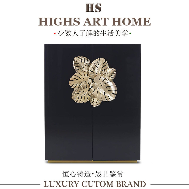意大利实木酒柜蛇形拉手