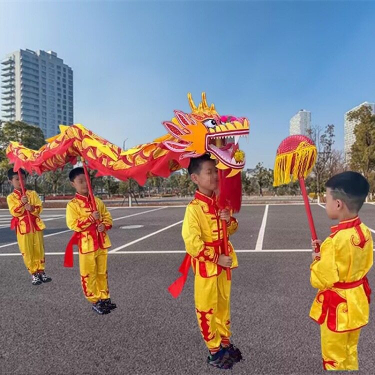 儿童舞龙表演传统道具舞龙舞狮道具学生手举舞龙舞台表演龙灯整套