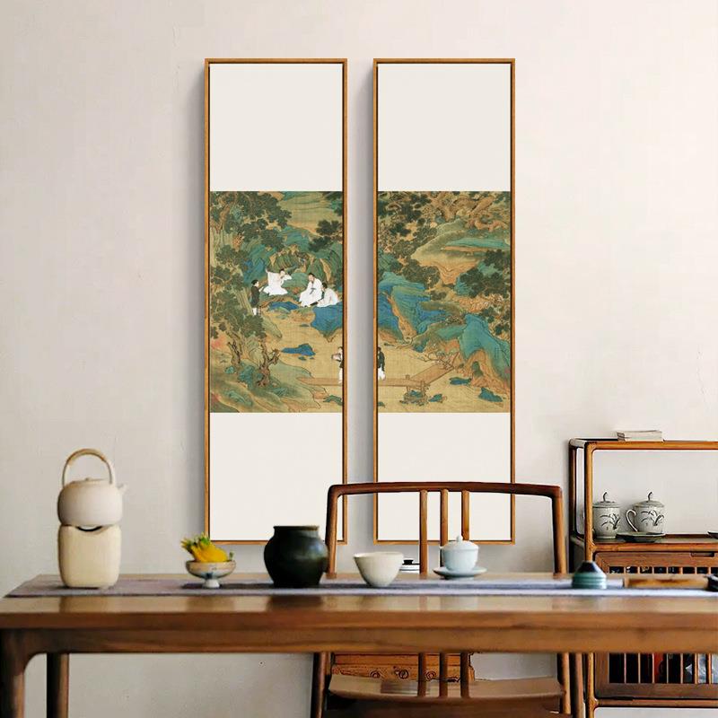 水晴QZ202204岚新水中玄关装饰式画客厅风景山壁画书房静民宿竖长