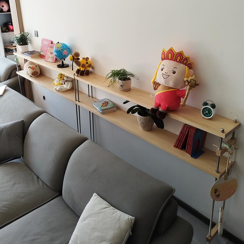 功能电动沙发后置物架实木靠墙带插座极窄夹缝多层高度可调节书架