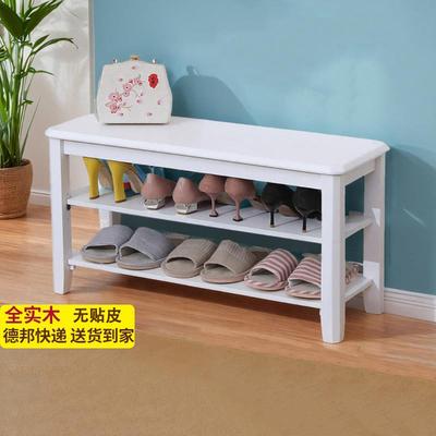 实木鞋架子家用门口外新款白色穿鞋凳分层可坐结实免安装简易鞋柜