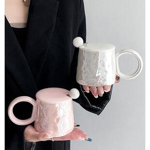 创意陶瓷马克杯带盖勺办公室家用女生喝水杯高颜值可爱大容量杯子