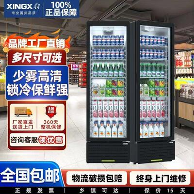 星星冷藏展示柜310YPE饮料保鲜冷饮柜商用超市冷柜大容量立式冰柜