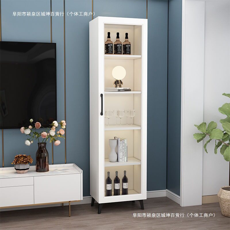 轻奢简约玻璃门窄缝收纳柜