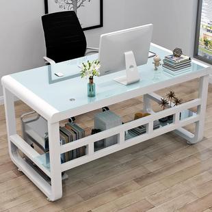 家用桌电竞桌钢化玻璃公桌卧室书桌简约代学JJT现生办学 电脑台式