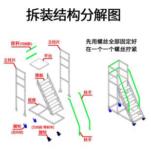 DGT00踏货进料梯带轮台阶楼梯移步仓 平登高梯子动台爬梯工程取LY