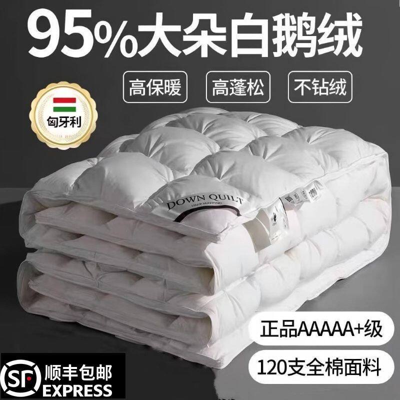 匈牙利羽绒被95白鹅绒被芯冬被加厚保暖冬天单双人鹅绒被顺丰包邮