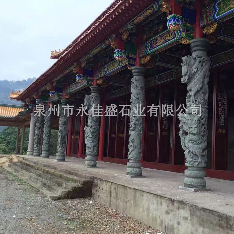 石雕龙柱青石盘龙柱浮雕龙文化柱八仙双龙石柱空心柱子单龙雕刻柱