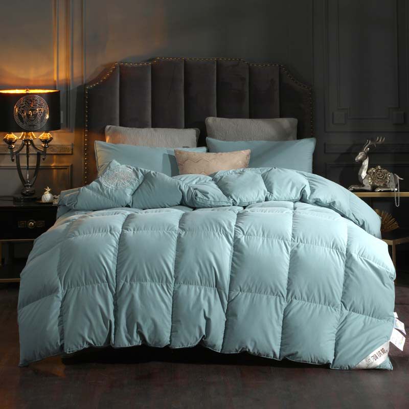 磨毛刺绣不钻绒羽绒被壳半成品自充绒自封口被套100支纯棉单件