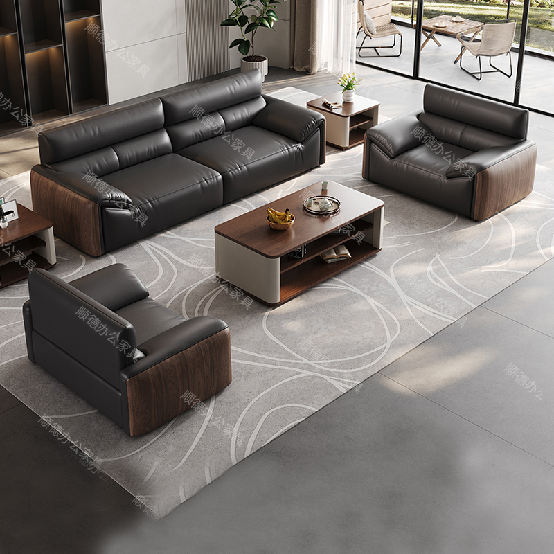 办公室沙发简约现代商务会客厅酒店接待高档办公沙发茶几组合真皮