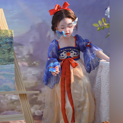 汉服女童2025新款连衣裙白雪公主裙夏儿童女孩周岁生日礼服表演服