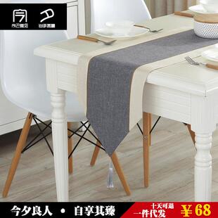饰布新中式 现代简约装 禅意床尾巾复古餐桌布艺米色加厚西餐垫定制