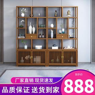 博古架仿古玄关柜多宝阁茶叶架客厅展示柜古董架置物架 实木新中式