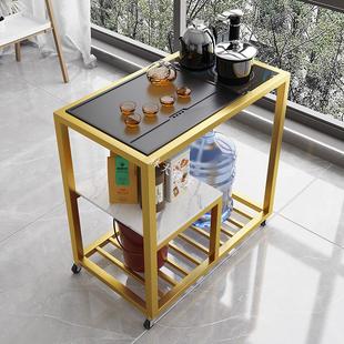 乌金石家用阳台客厅铁艺茶台小户型小茶车 小茶几可移动2024新款