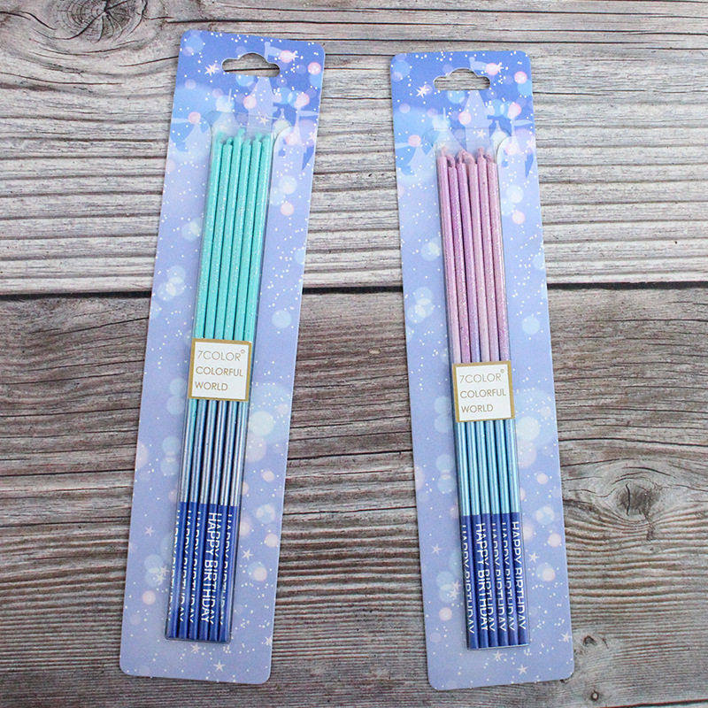 渐变闪粉细长铅笔生日蜡烛创意梦幻粉蓝色彩派对装饰烘焙用品,节庆用品/礼品,蜡烛,淘宝优惠券,粉丝福利购,淘宝优惠卷