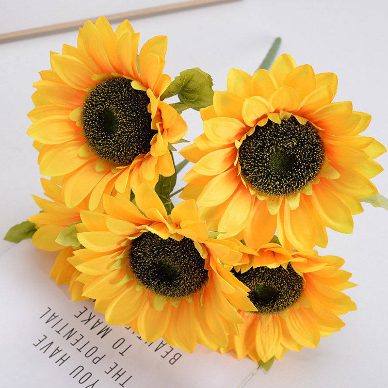 仿真5头向日葵 大号把束假花装饰塑料花束客厅餐桌花艺干花跨境,鲜花速递/花卉仿真/绿植园艺,商务用花,淘宝优惠券,粉丝福利购,淘宝优惠卷