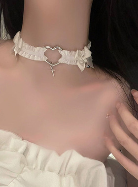 蝴蝶结铃铛项圈女颈带choker脖子配饰颈链锁骨链性感项链白色脖圈