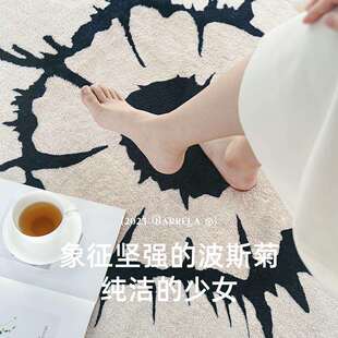 奶油风圆形客厅地毯不规则高级卧室床边沙发茶几厚款梳妆台椅子垫