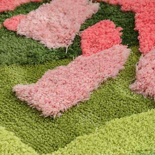 卧室地毯长方形粉色苔藓森系立体长毛手感柔软客厅地垫床边装饰毯