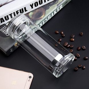 诺岩玻璃杯家用便携泡茶杯男女士耐高温水杯子大容量加厚透明简约