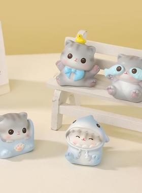 布丁喵迷你摆件治愈解压办公室工位桌面装饰品创意汽车车载车内饰