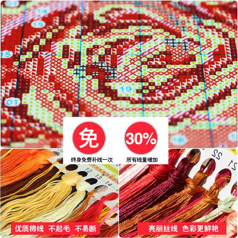 GZ6M八骏图十字绣2023新款线绣客厅马到成功手工自己满绣花开富贵