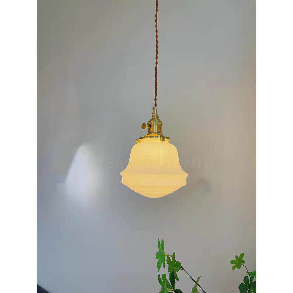 美式复古乳白色玻璃吊灯 卧室餐厅吧台书房咖啡厅过道玄关灯