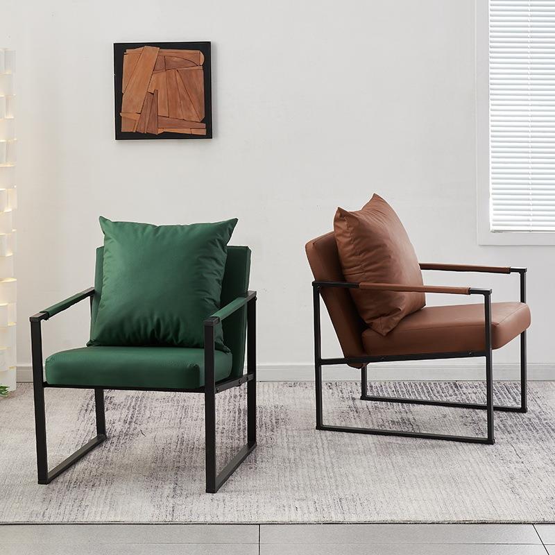 北欧单人沙发椅懒人沙发意式轻奢铁艺简约休闲椅小户型客厅老虎椅