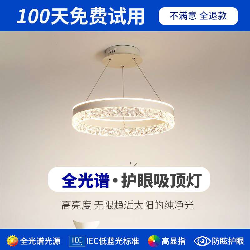 全光谱主卧吊灯极简轻奢简约房间书房圆形吊灯设计感现代卧室主灯
