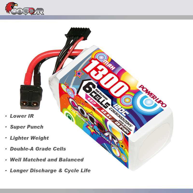 鹰氪CODDAR 1300MAH 6S 22.8V 120C轻量化五寸航模穿越机高压电池