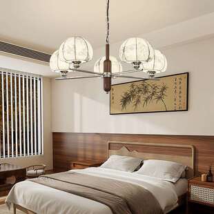 宋氏美学客厅吊灯中古南洋风主卧室灯美式复古胡桃木餐厅书房卧室