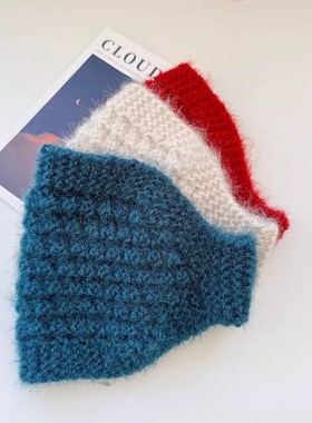 毛线针织帽子晚上睡觉女秋冬季遮白发护额头神器保暖护耳发带冬天