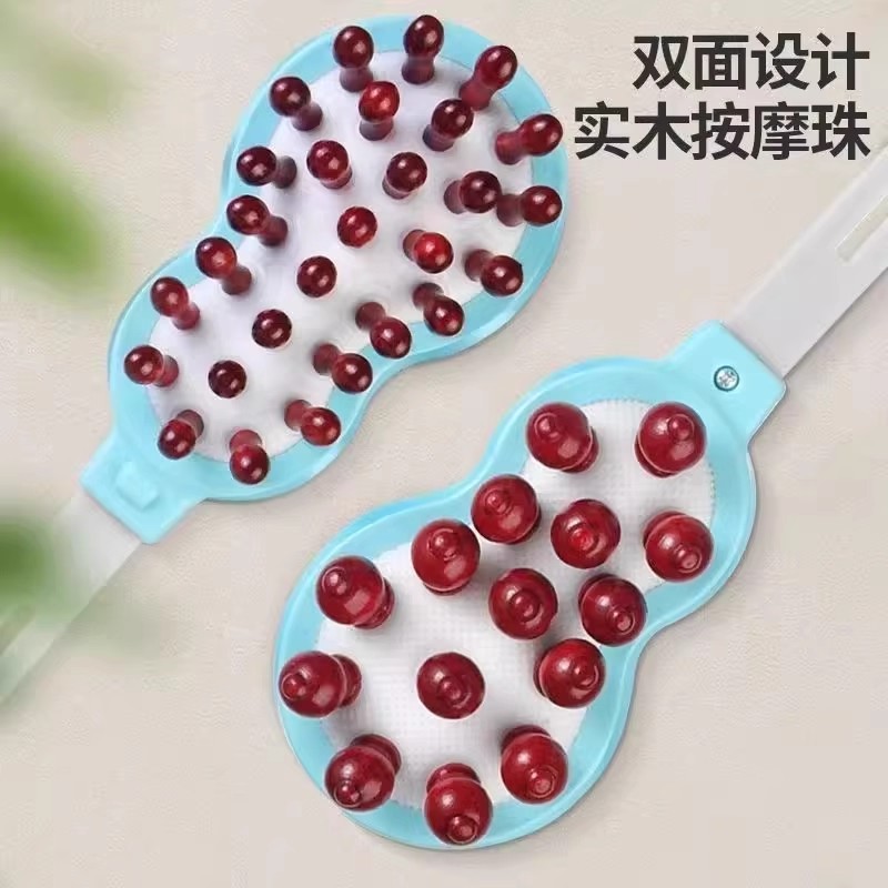 按摩器手持式捶背神器敲打锤经络棒拍打颈肩后背锤肩健身木质双面