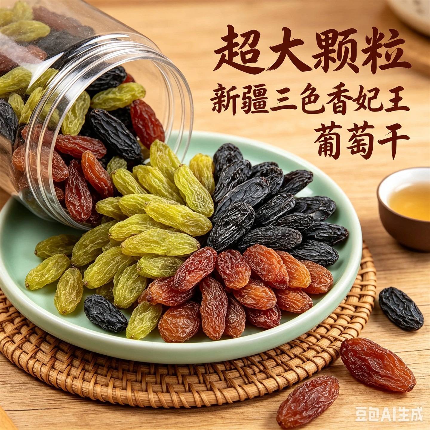 新疆三色葡萄干大颗粒500g即食绿香妃黑加仑红提水果干小零食5斤