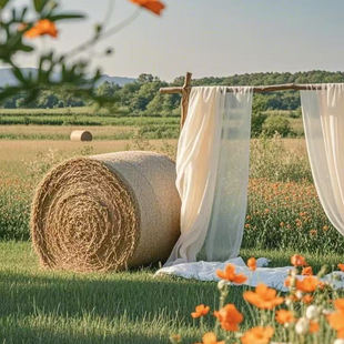 草垛圆形方形装饰场景布置摄影道具稻草堆婚纱民宿装饰户外场景