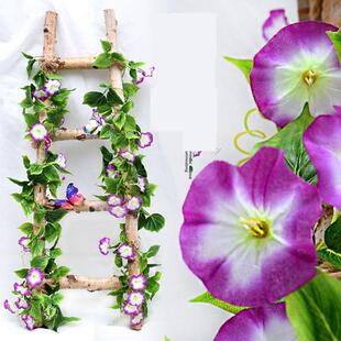 饰花空调管道缠绕遮挡吊顶假花藤蔓塑料花 仿真牵牛花喇叭花藤条装