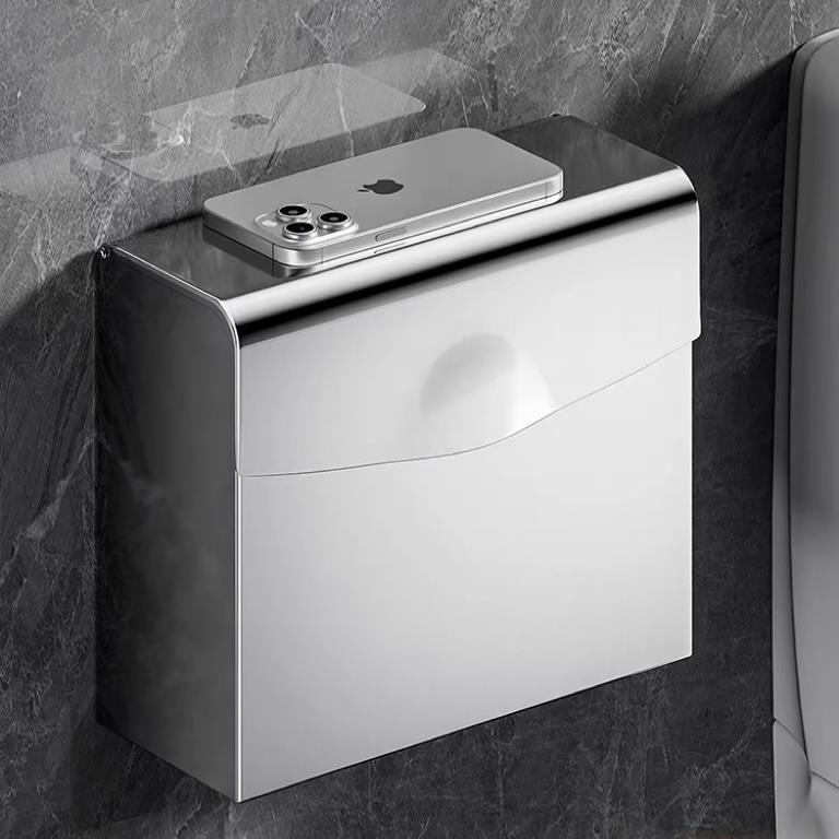 免打孔不锈钢手纸盒卫生间纸巾盒酒店宾馆草纸盒卫生纸置物架壁挂