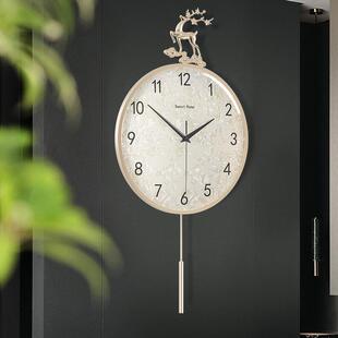 网红轻奢挂钟客厅简约现代大气纯铜钟表家用时尚高档装饰时钟挂墙