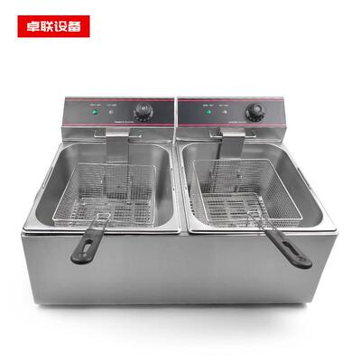 8L-2双缸台式电炸炉汉堡炸鸡店大功率油炸机双筛商用电炸炉